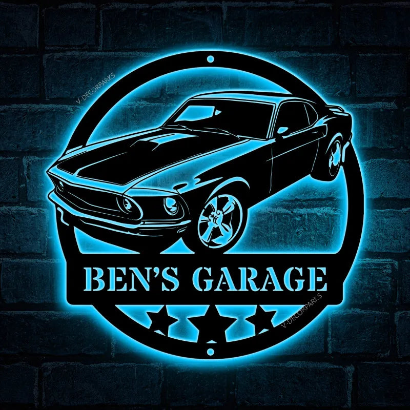 Personalized Classic Car Metal Sign Led Light, Car Sign, Car Name Sign ...