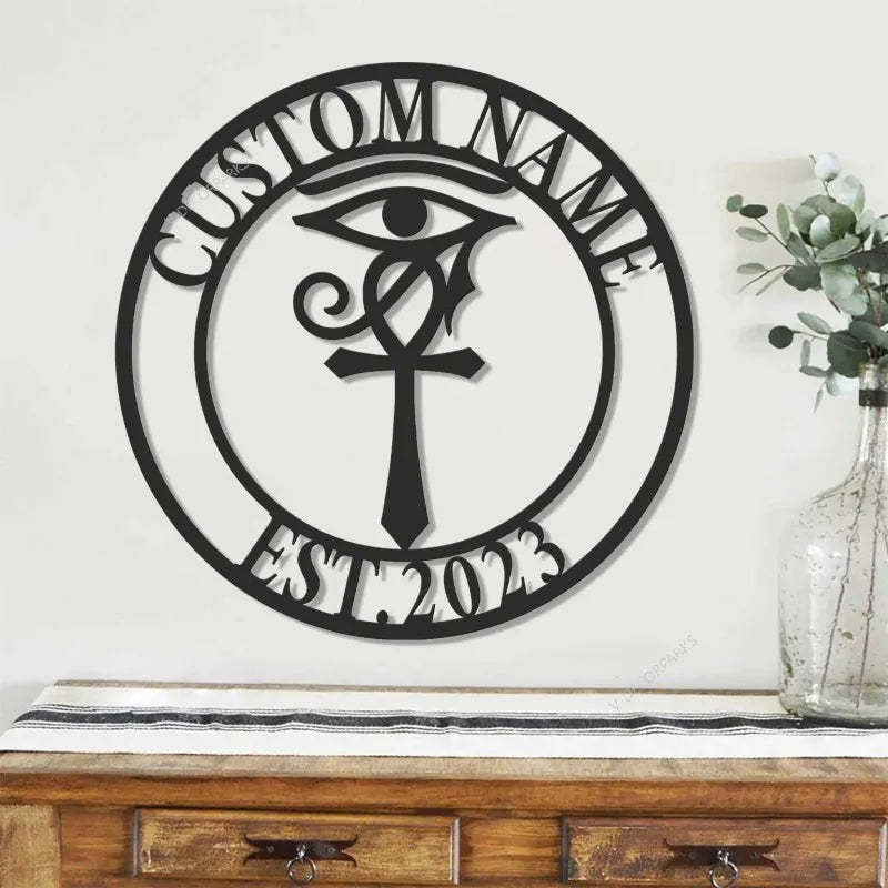 Ankh Eye Of Horus Metal Wall Art Led Light, Eye Of Horus Art, Eye Of Horus Sign, Ankh Cross Sign, Egyptian Wall Art, Metal Eye Decor, Metal Wall Decor