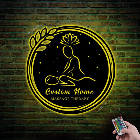 Custom Massage Therapist Metal Wall Art Led Light Personalized Therapist Spa Name Sign Home Decor Massage Therapy Decoration Birthday Gift