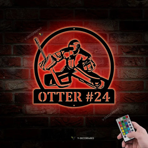 Custom Hockey Goalie Metal Sign Led Lights, Personalized Air Hockey Name Metal Sign,hockey Player Neon Sign Wall Decor, Metal Hockey Sign