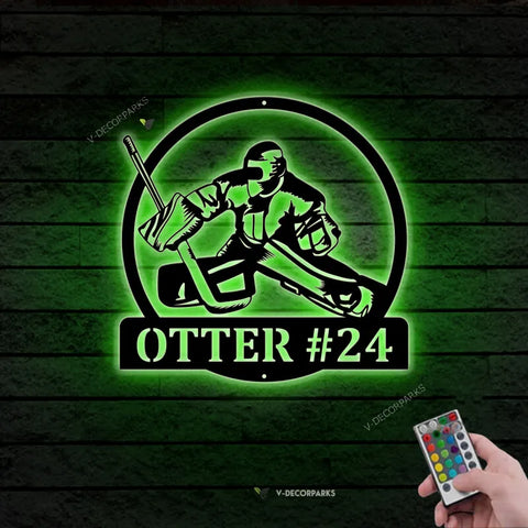 Custom Hockey Goalie Metal Sign Led Lights, Personalized Air Hockey Name Metal Sign,hockey Player Neon Sign Wall Decor, Metal Hockey Sign