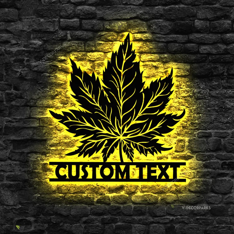 Personalized Weed Metal Wall Art With Lights, Marijuana Sign Decoration, Culture Smoking Cigarette, Custom Cannabis Sign Custom Gift For Him