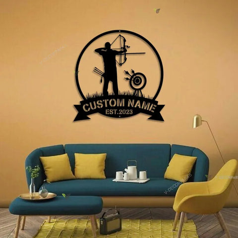 Custom Archery Metal Wall Art Led Light - Personalized Archer Name Sign Home Decor - - Ideal For Home Decor & Gift