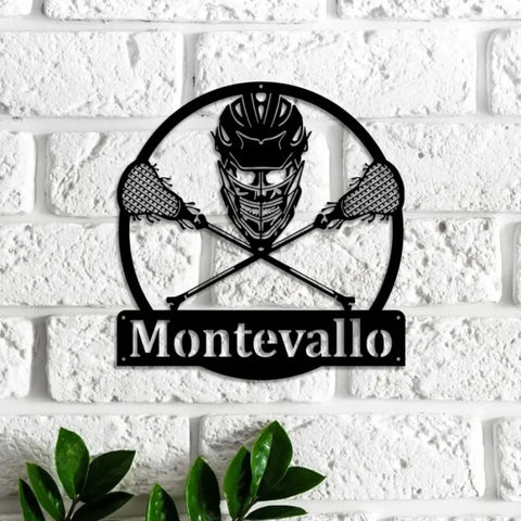 Personalized Lacrosse Metal Wall Art Led Light, Lacrosse Sticks Metal Sign, Custom Lacrosse Player Name Sign, Lacrosse Metal Led Decor