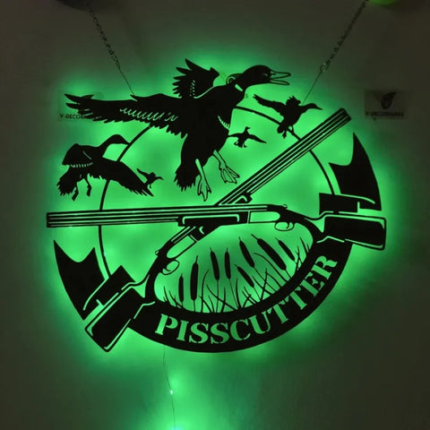 Personalized Duck Hunting Metal Wall Art With Led Lights, Hunting Metal Sign, Duck Hunting Metal Wall Art, Custom Hunter Sign, Cabin Metal Wall Decor