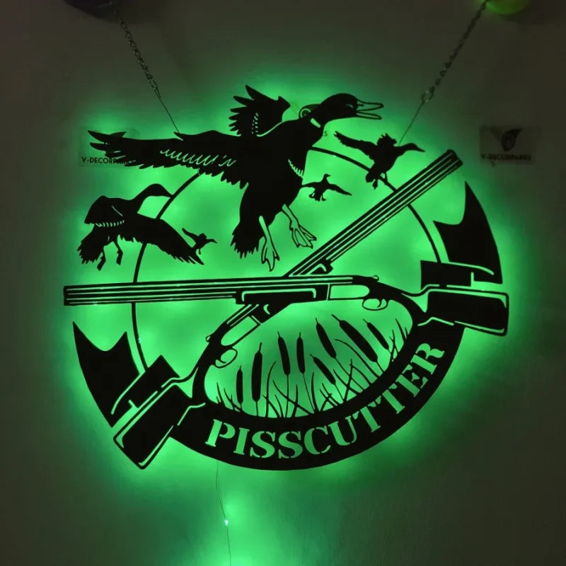 Personalized Duck Hunting Metal Wall Art With Led Lights, Hunting Metal Sign, Duck Hunting Metal Wall Art, Custom Hunter Sign, Cabin Metal Wall Decor