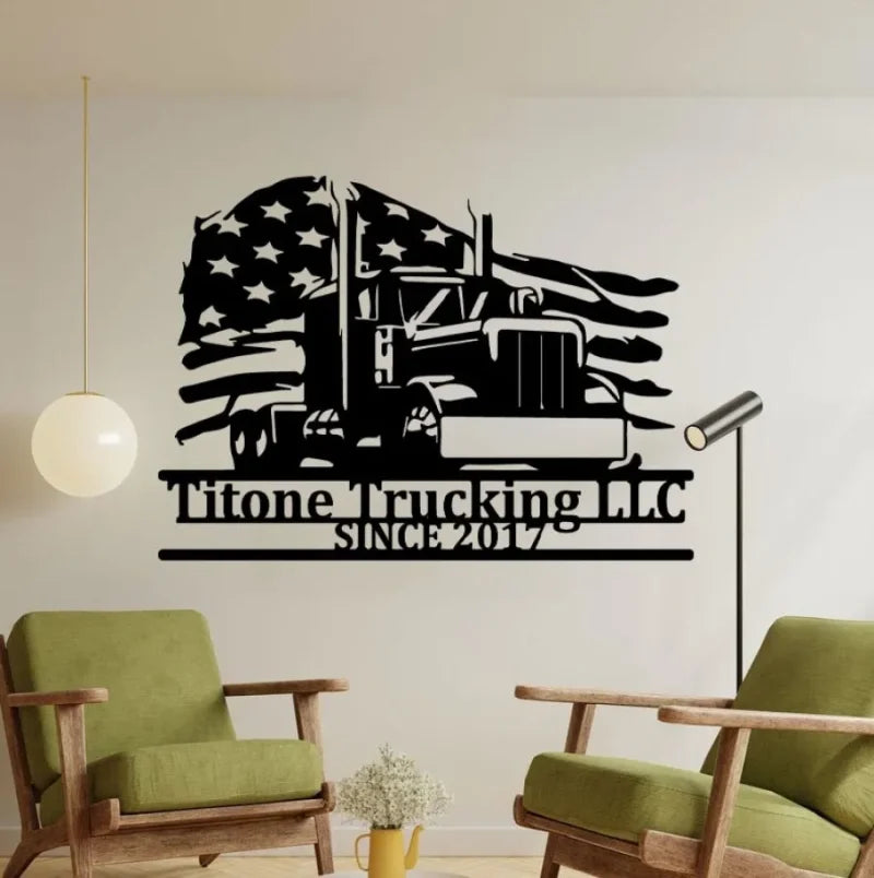 Custom Us Semi Truck Metal Wall Art With Led Lights, Us Semi Truck Metal Sign, Personalized Truck Driver Name Sign, Truck Led Decor Wall Sign