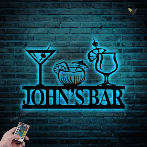 Metal Bar Sign-personalized Bar Theme Sign, Custom Bar Theme Sign With Led Lights
