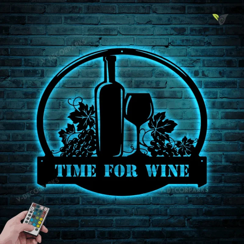 Wine Lovers Personalized Name Metal Wall Art Metal Wall Art With Led Lights, Metal Bar Art Sign, Customized Pub, Lounge