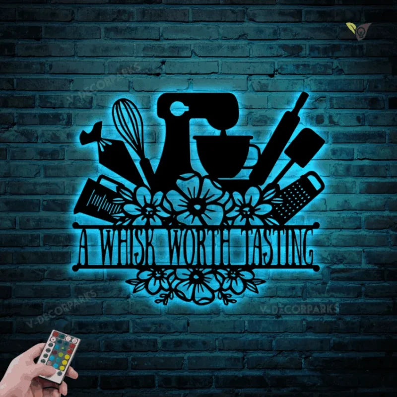 Baking Lovers Personalized Metal Wall Art Metal Wall Art With Led Lights