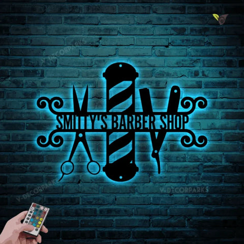 Custom Barber Shop Metal Wall Art With Led Lights, Personalized Barber Sign, Hairstylist Sign, Hairdresser Barber Decor, Gift For Barber