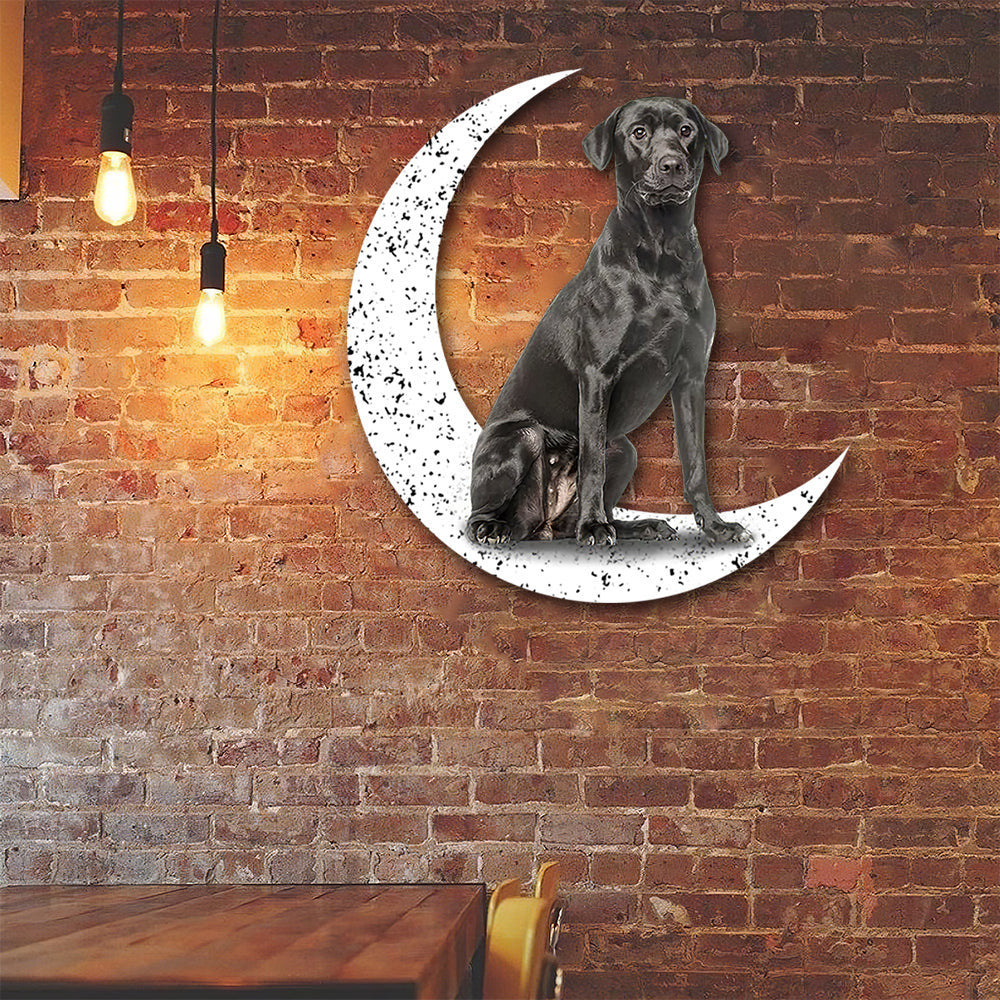 Dog Metal Sign Black Labrador 2 Sit On The Moon Gift for Dog Lover Decorations