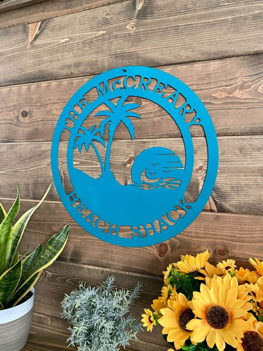 Beach Palm Trees In Sunset Metal Sign Cut Metal Sign Metal House Sign Decorations