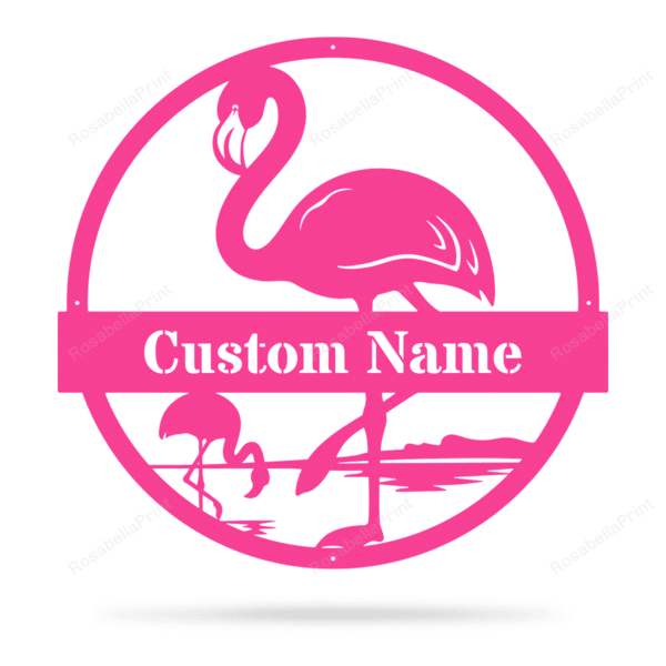 Flamingo Monogram Cut Metal Sign Metal House Sign Decorations