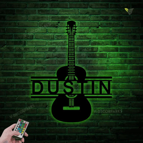 Guitar Classic Personalized Metal Wall Decor, Custom Metal Wall Art With Led Lights, Guitar Decor, Custom Guitar Decoration, Music Room Sign