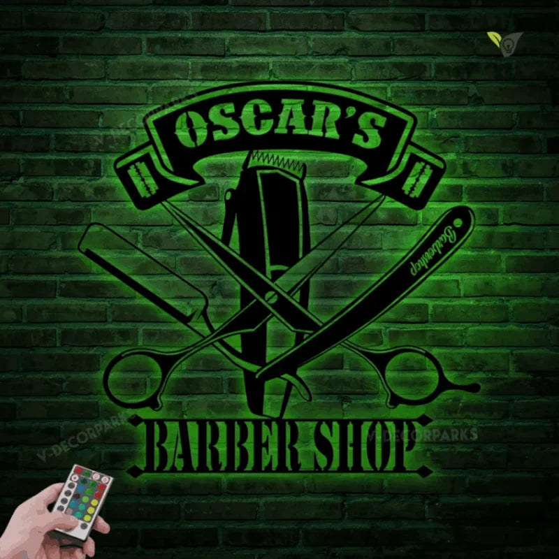 Personalized Barber Shop Equipment Metal Wall Art With Led Lights, Barber Shop Sign, Custom Hairstylist Sign, Gifts For Hairdresser