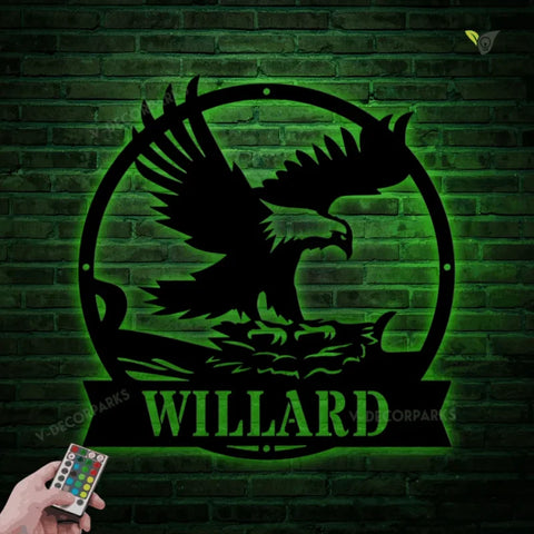 Eagle's Nest Monogram Customized Metal Wall Art With Led Lights, Custom Metal Wall Art With Led Lights, Custom Signs, Metal Wall Art With Led Lights