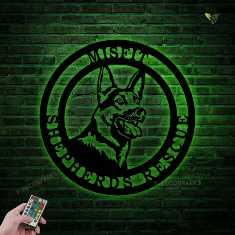 German Shepherd Established Sign, Metal Wall Art With Led Lights, Metal Wall Art, Metal House Sign
