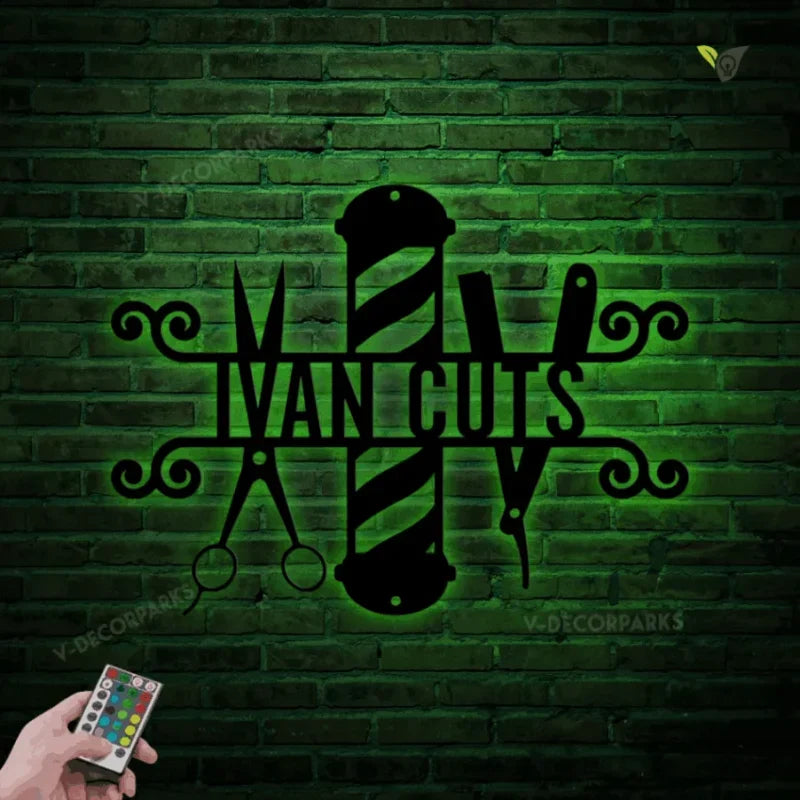 Custom Barber Shop Metal Wall Art With Led Lights, Personalized Barber Sign, Hairstylist Sign, Hairdresser Barber Decor, Gift For Barber