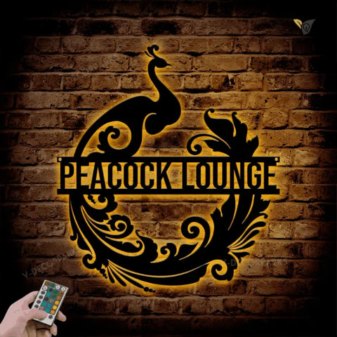 Cstom Peacock Metal Wall Art With Rgb Led Lights, Metal Peacock Sign, Peacock Metal Wall Art, Housewarming Gift Idea