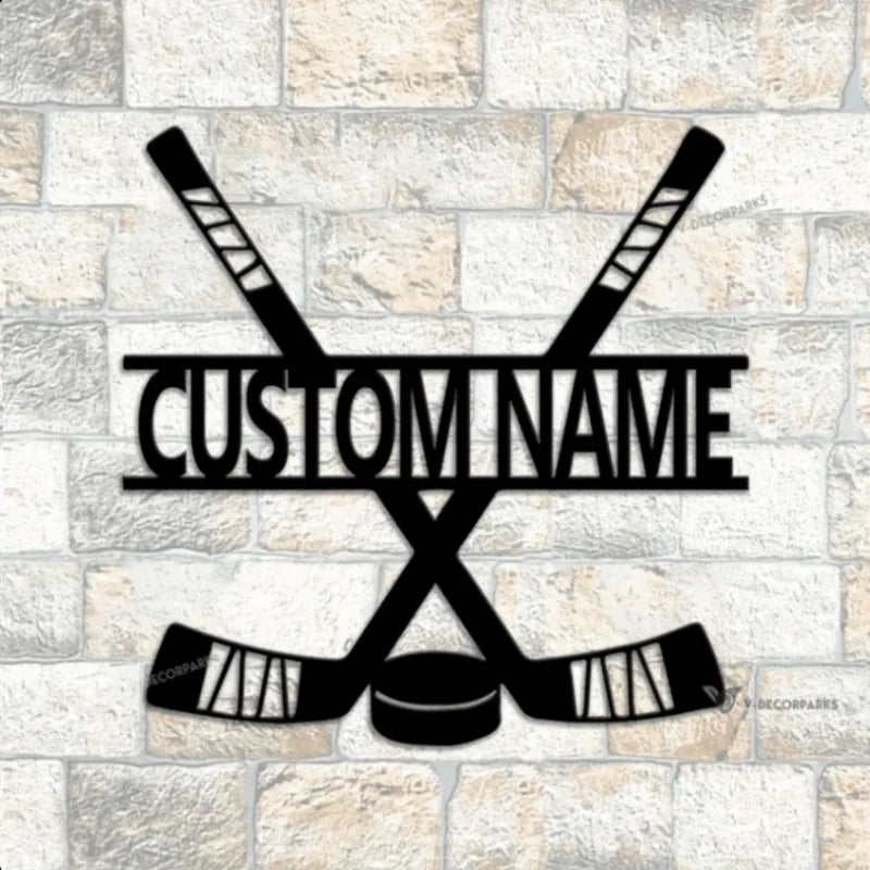 Personalized Hockey Sticks Metal Sign With Led Lights, Kids Room Decor, Gift For Hockey Player, Gifts For Hockey Lover, Hockey Stick Decor