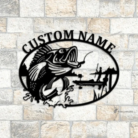 Personalized Fisherman Metal Sign With Led Lights, Fishing Metal Wall Art With Custom Name, Father's Day Gift, Husband