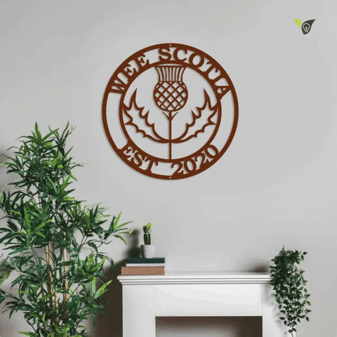 Scottish Thistle Family Last Name Sign, Hospitality, Monogram, Established Sign, Personalized Gift, Metal Wall Art With Led Lights,,,,