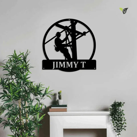 Personalized Lineman Monogram Metal Sign With Led Lights, Custom Lineman Monogram Metal Sign, Lineman Gifts, Job Gift, Birthday Gift